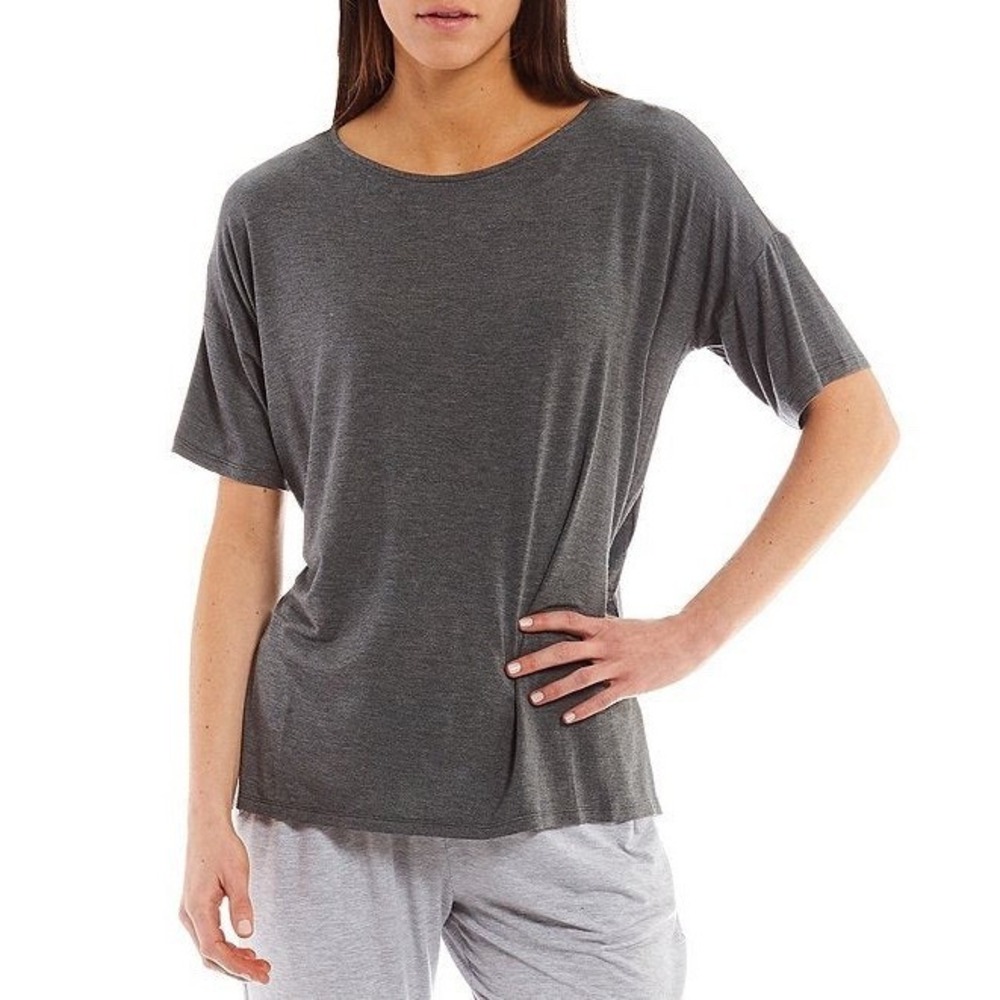 Donna Karan Short Sleeve Pajama Top Drop Shoulder Sleep Shirt Gray Modal Size 1X